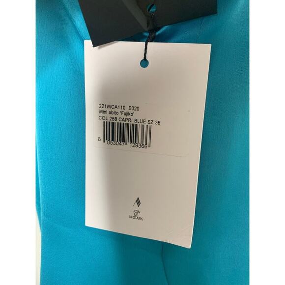NWT The Attico Mini Abito Fujiko Blue Strappy Mini Satin Dress - Picture 7 of 11